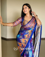 Zephyr Multicolor Chinon Silk Printed Mirror Work Saree - Image 18